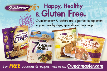 Happy, health and gluten-free. Crunchmaster Crackers are a perfect complement to your healthy dips, spreads and toppings.