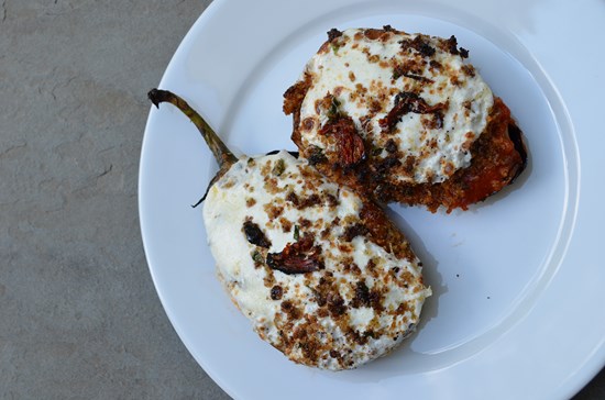 Grilled Eggplant Parmesan with Sun-Dried Tomato and Basil Panko