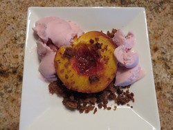baked peaches with graham crackers