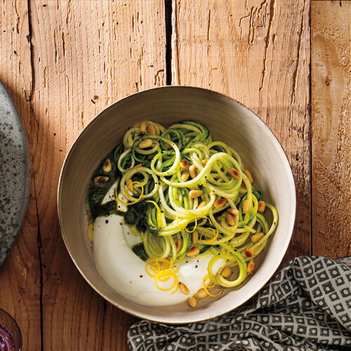 Chobani Zucchini Noodles with Pesto Greek Yogurt Recipe