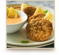 Crab Cakes with Creamy Cocktain Sauce 