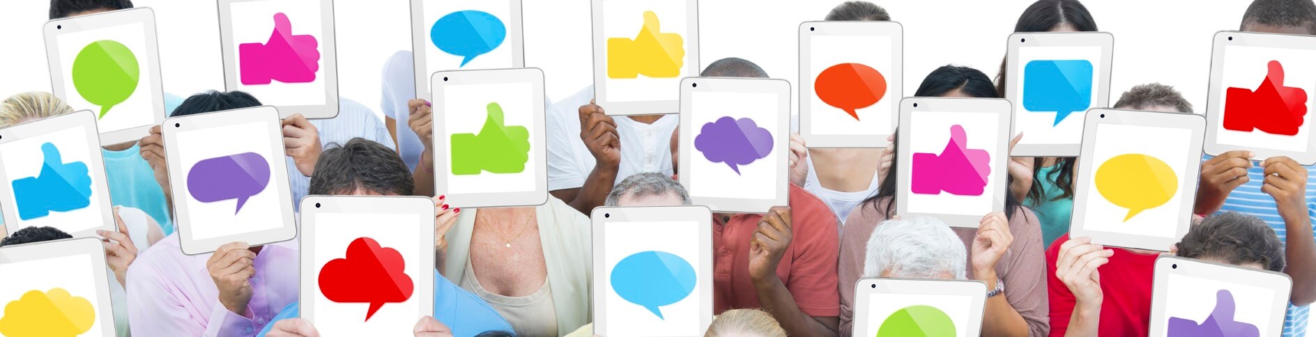 Group of people holding tablets