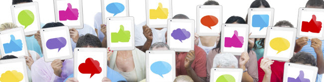 Group of people holding tablets