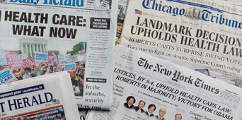 Newspaper front pages after ACA Supreme Court ruling