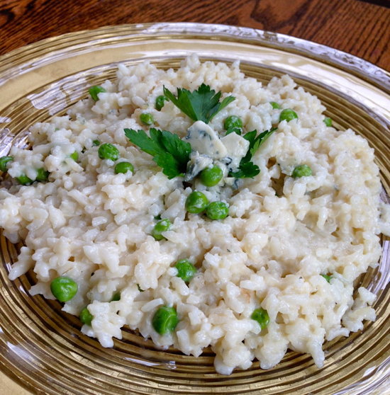 Blue Cheese Risotto with Spring Peas