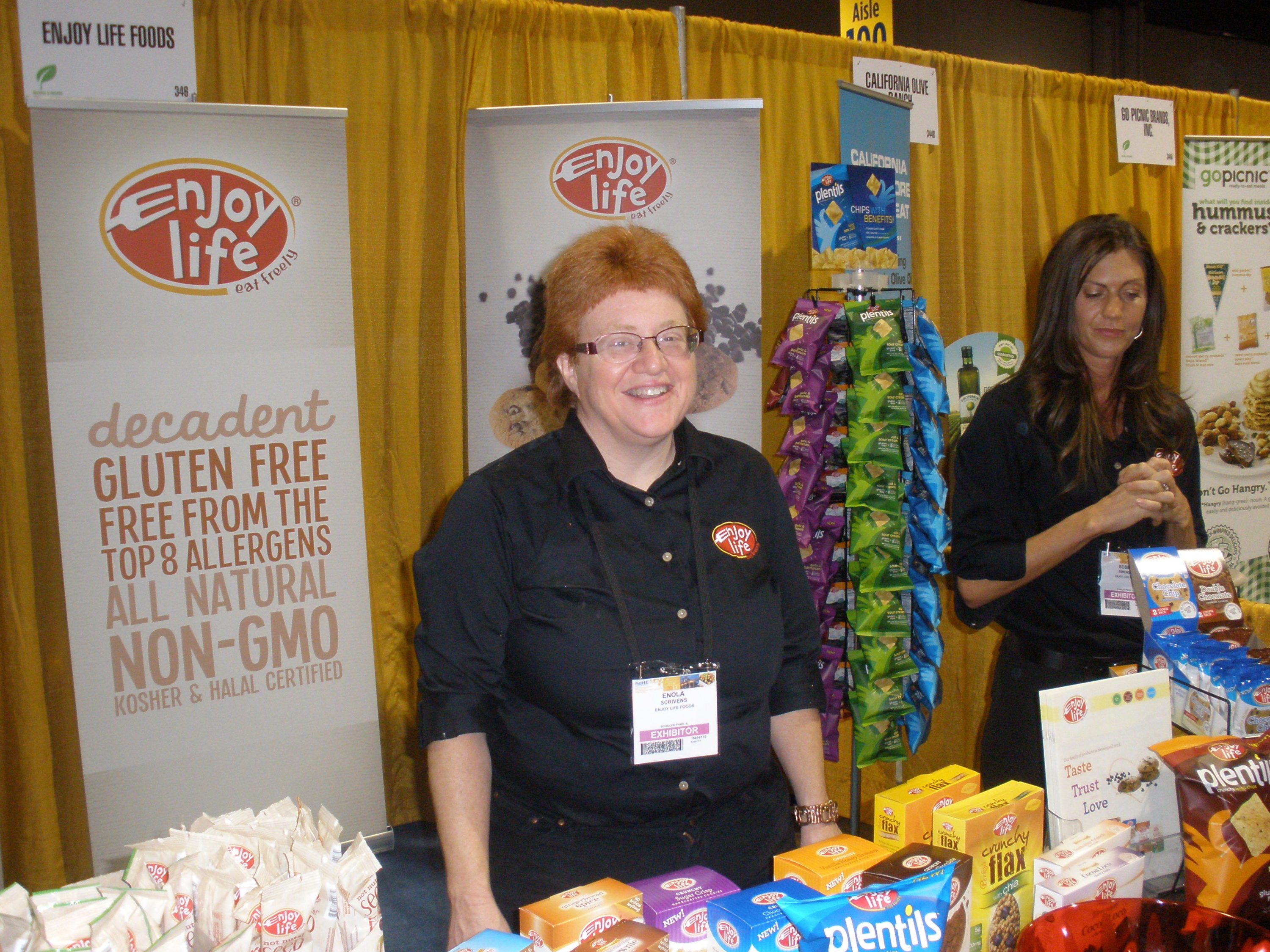 An Enjoy Life staff member at their booth.