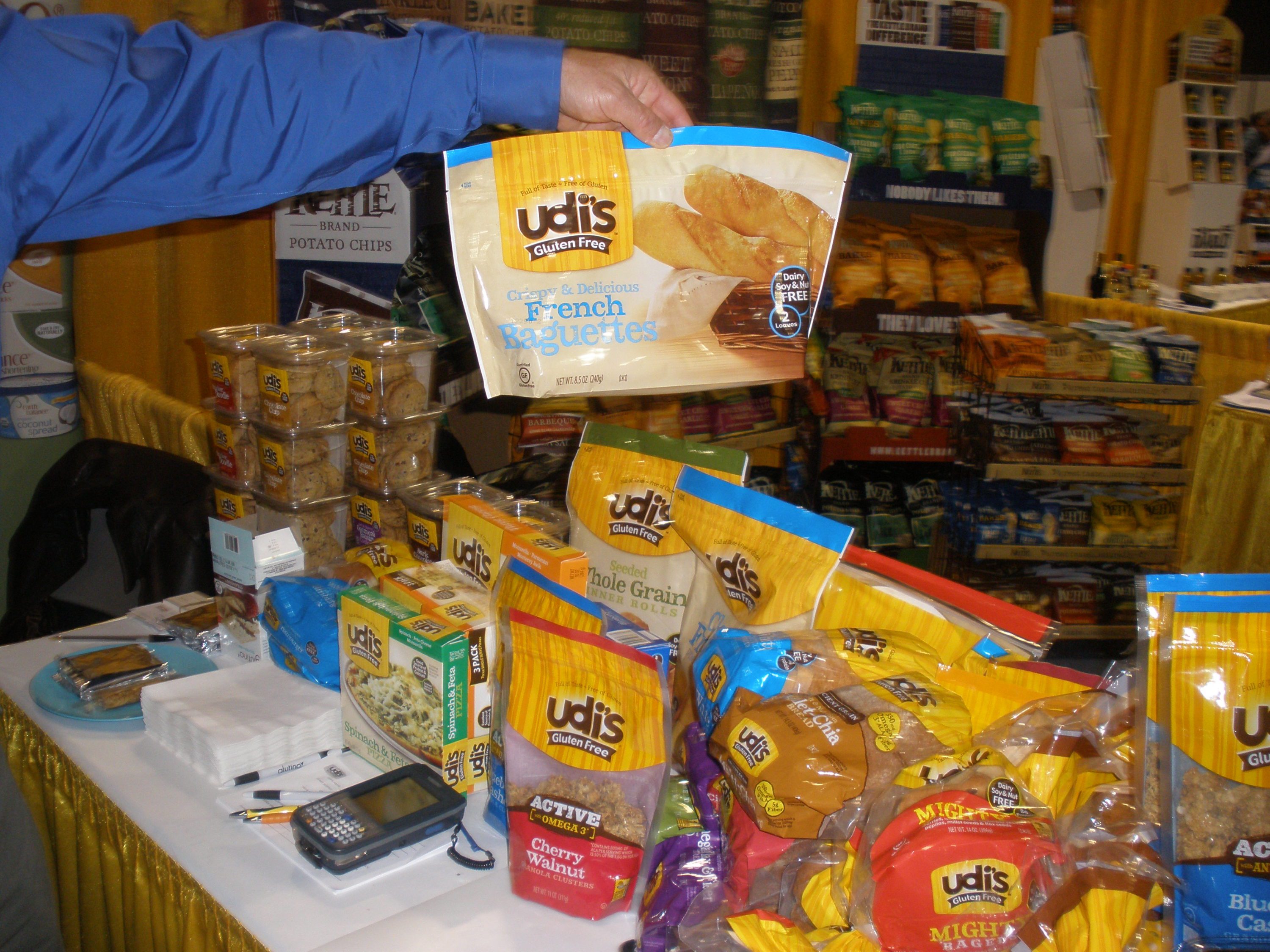 Udi's products on a table.