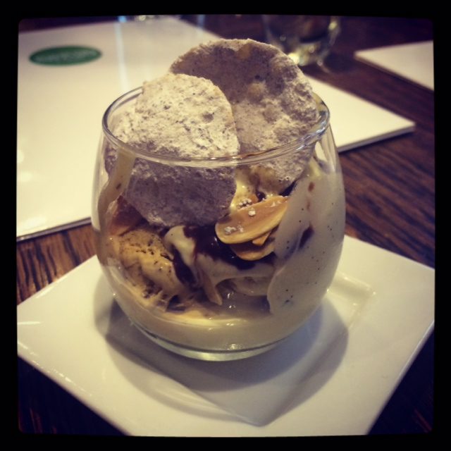 A dessert in a glass.