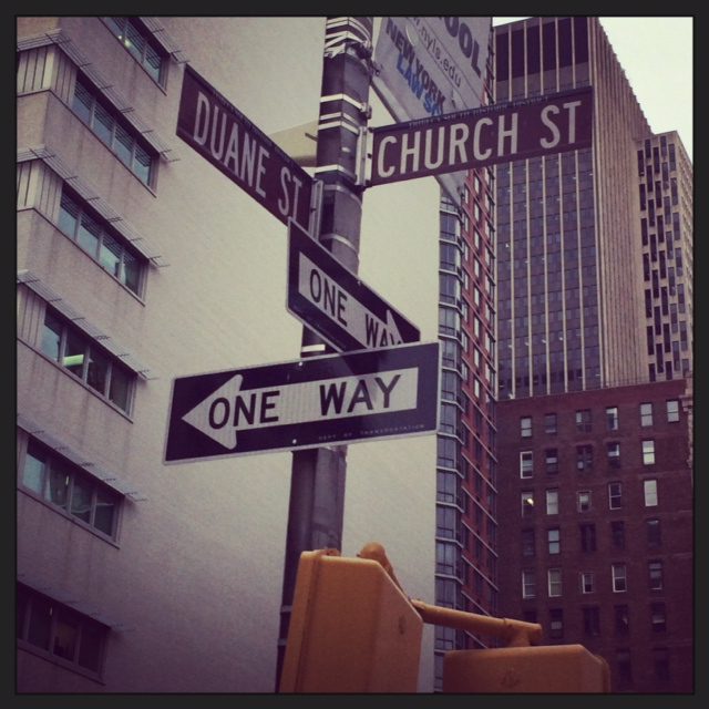A street sign pole.