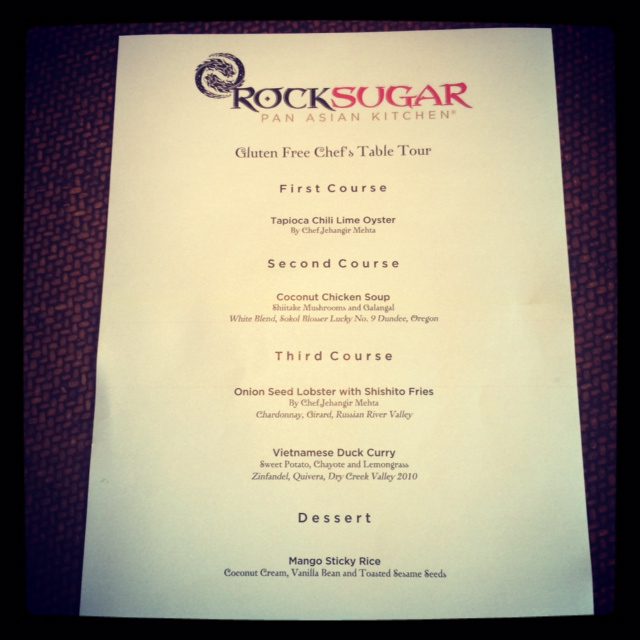 The menu at RockSugar.