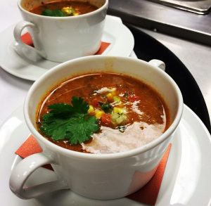 Soup in a mug.
