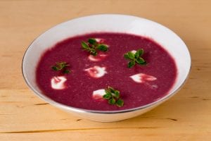 A bowl of cherry soup