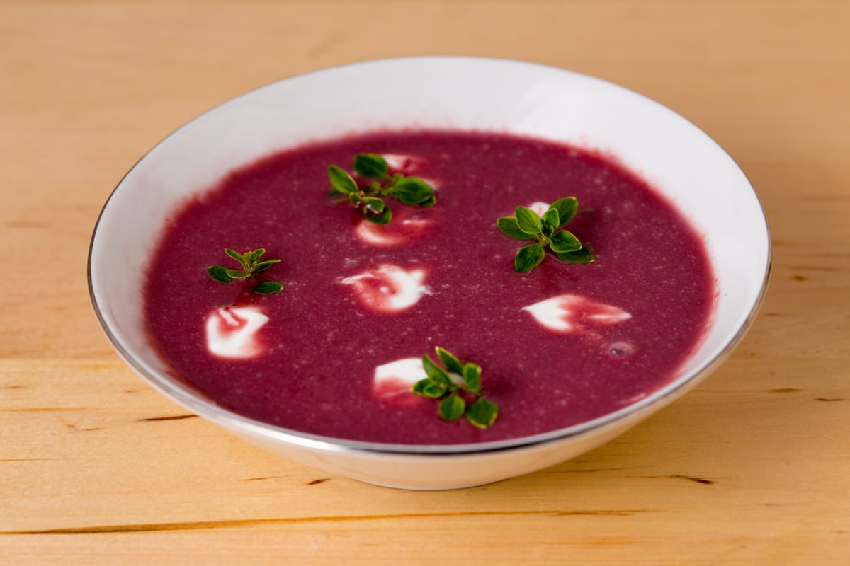 A bowl of cherry soup