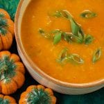 A bowl of pumpkin soup.