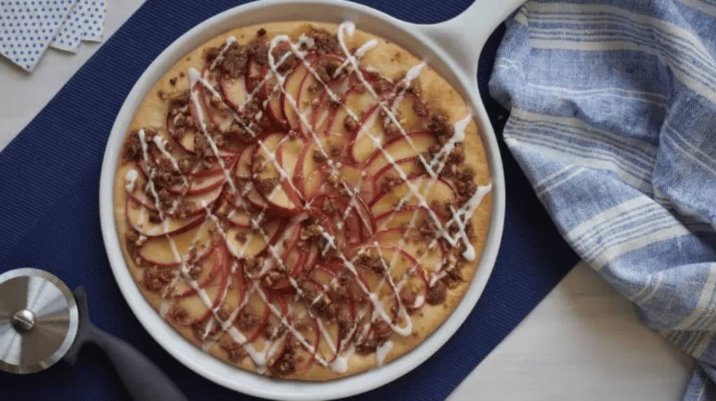 Apple Walnut Streusel Dessert Pizza