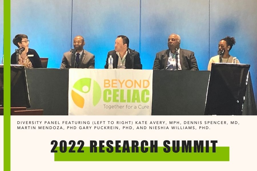 A photo of the diversity panel with their names beneath them, along with the words "2022 Research Summit"