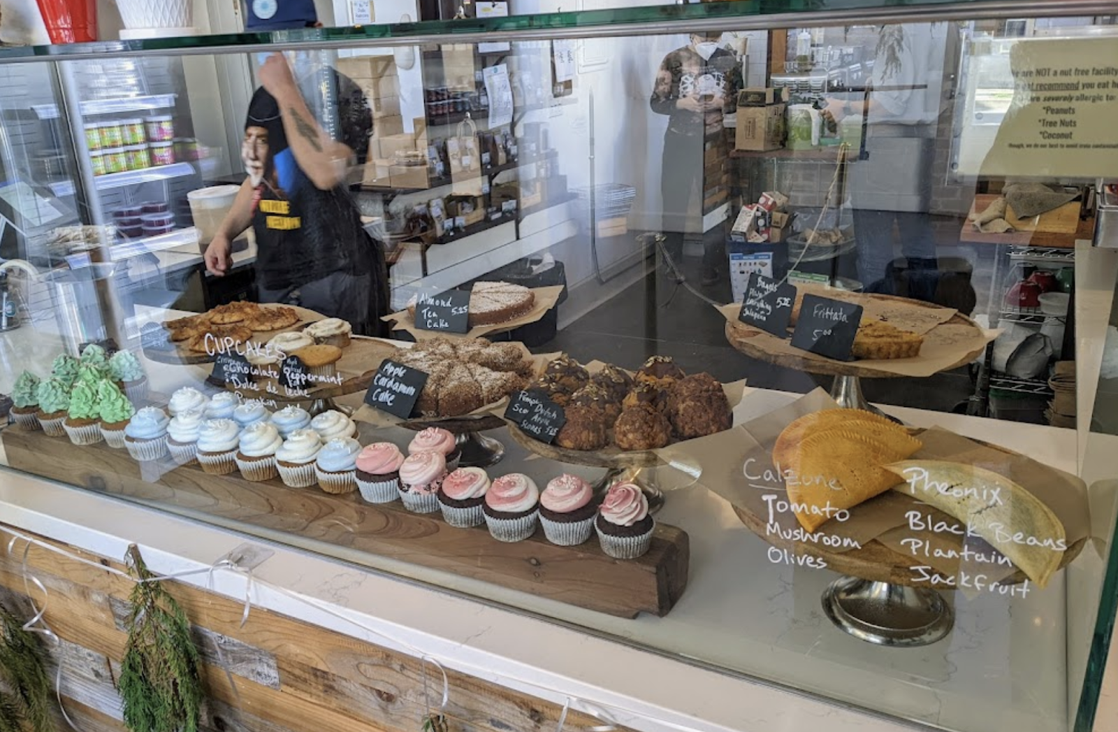 A photo of the display case at Wholesome Bakery. 