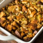 A pan of stuffing
