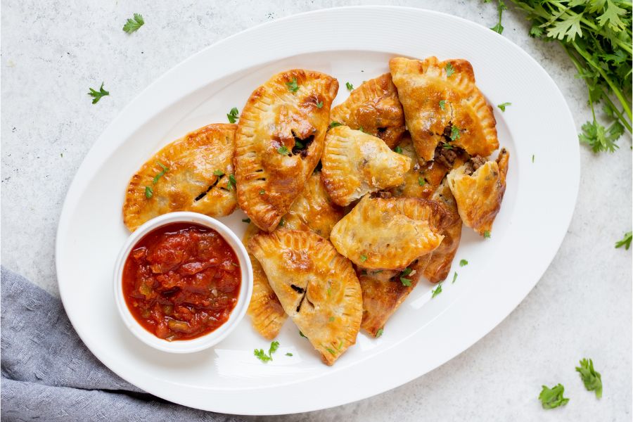 A plate of empanadas.
