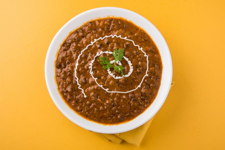 A bowl of dal makhani.