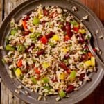 A plate of the bean and rice power salad.