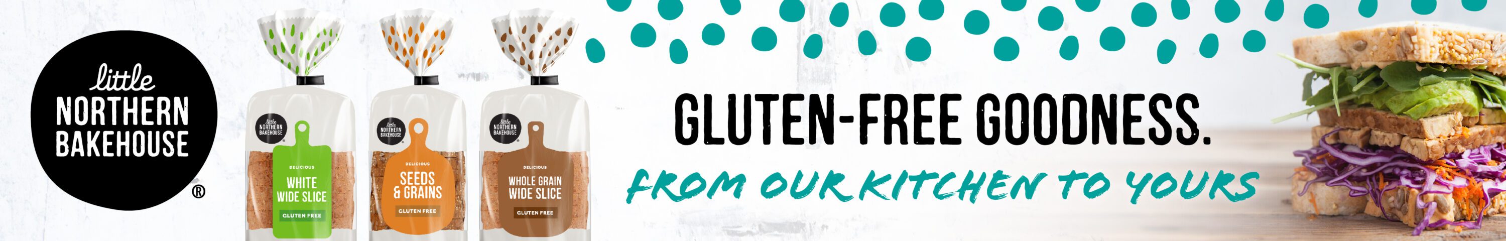 An ad for Little Northern Bakehouse. Reads, "Gluten-free goodness from our kitchen to yours."