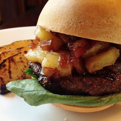 Spicy Hamburger with Homemade Relish & Pineapple