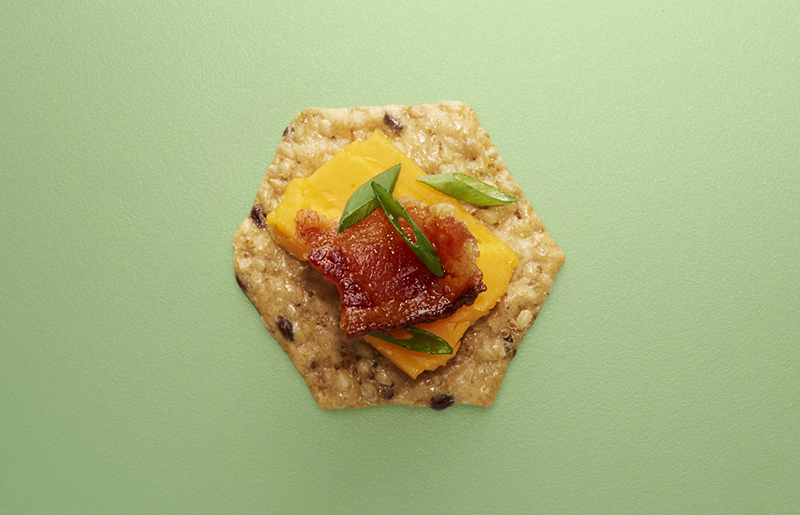 Cheddar, Bacon and Chive Topped Crackers