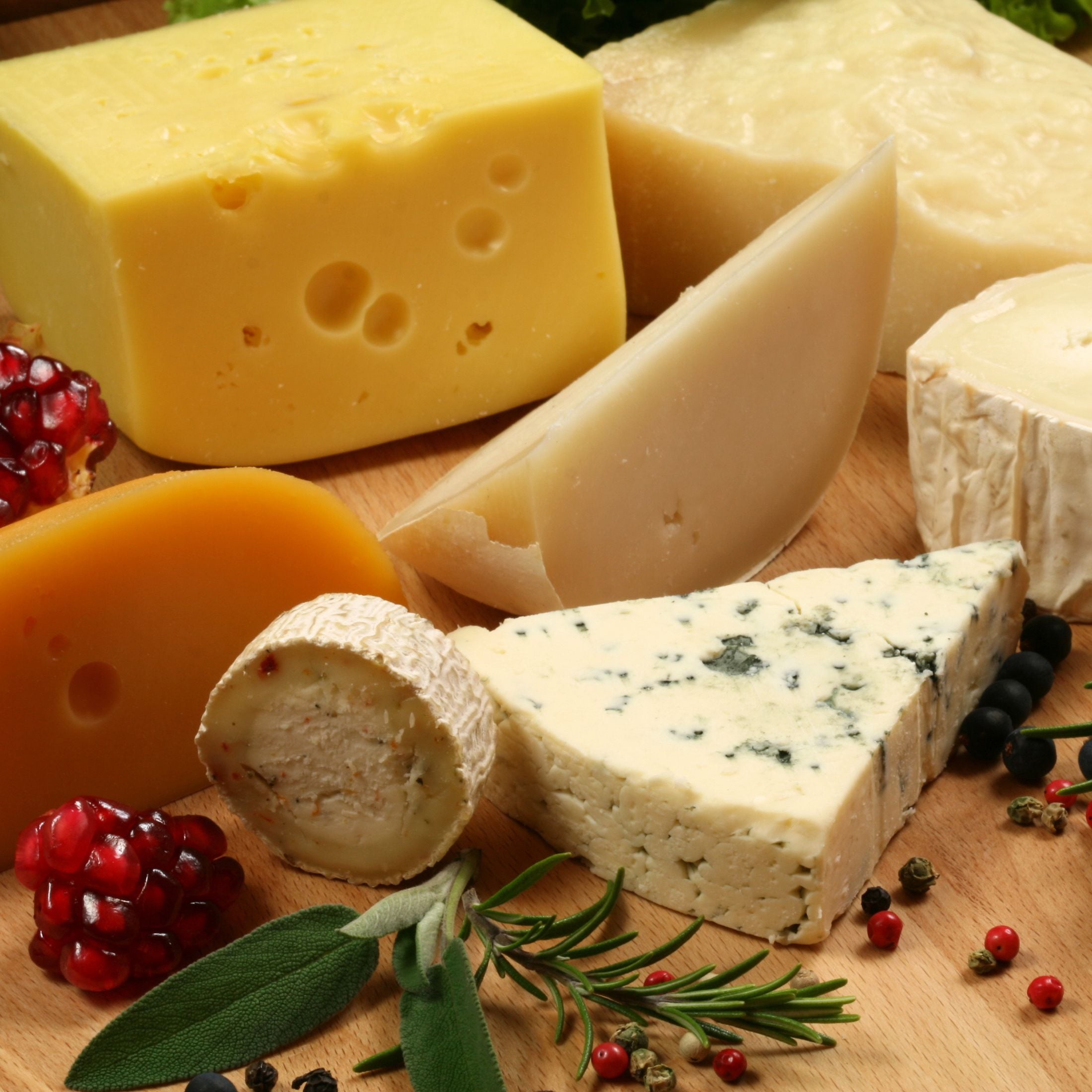 Various cheeses.