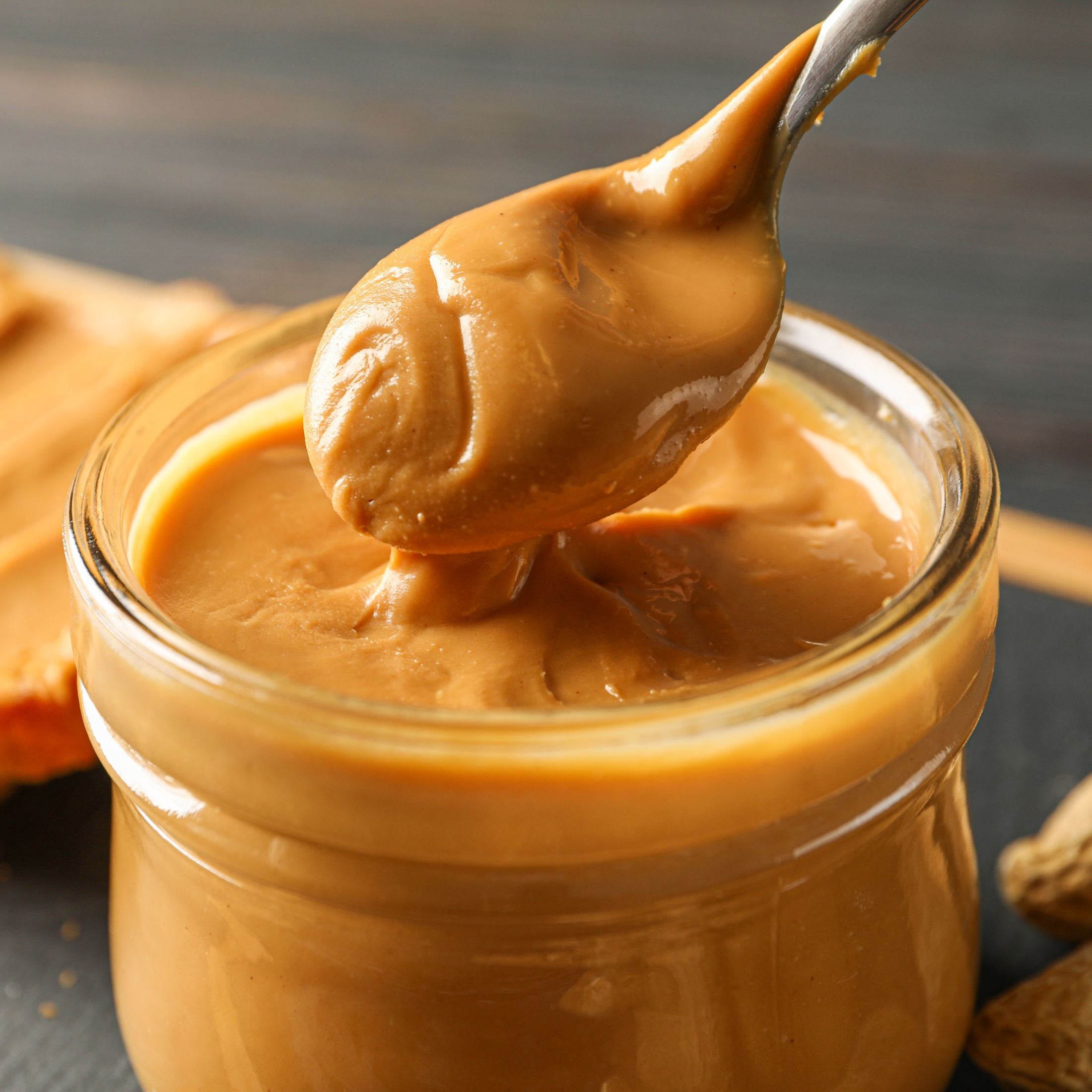Jar of peanut butter.