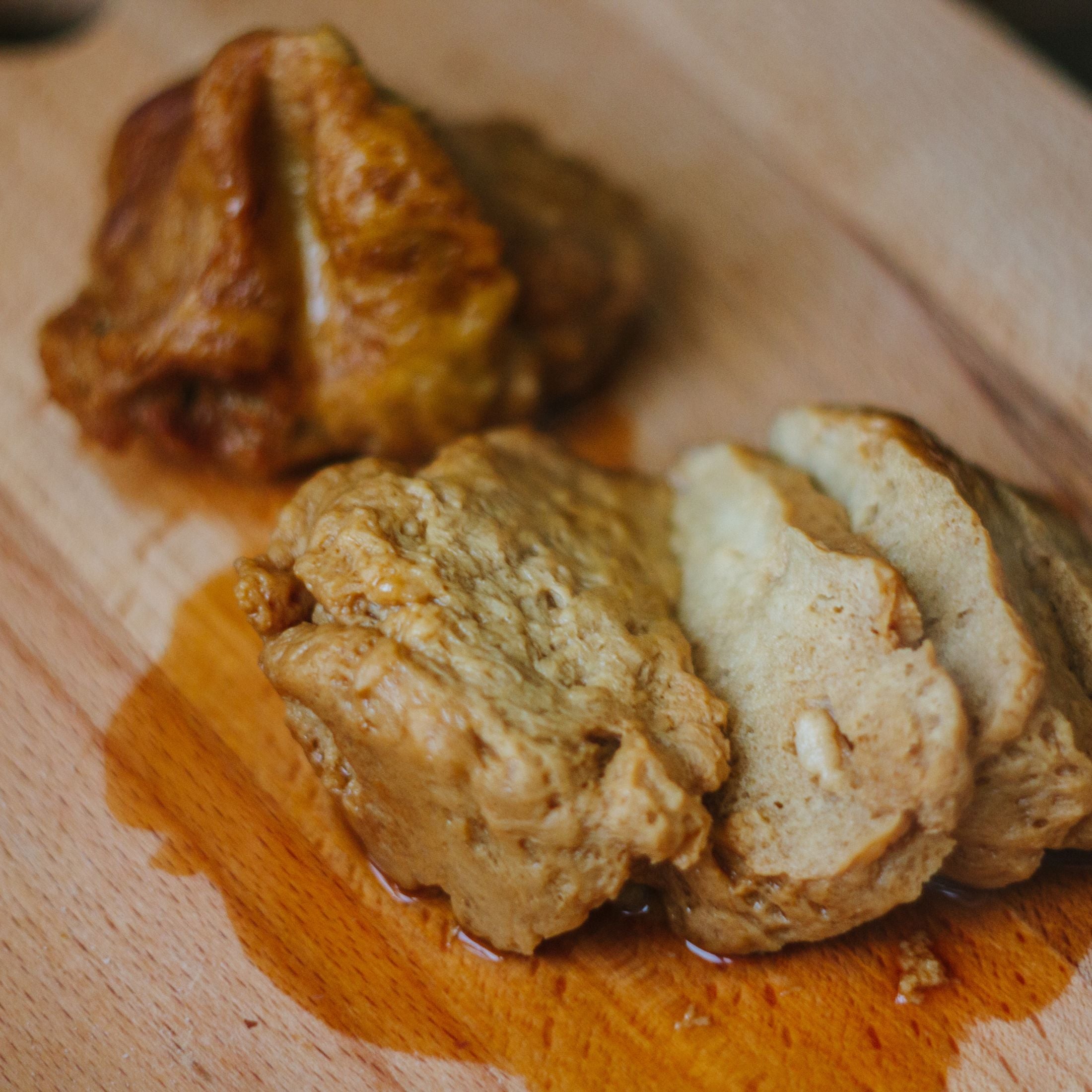 Plate of sliced seitan.
