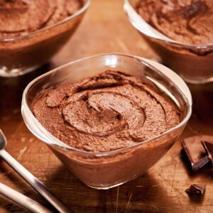 A bowl of chocolate mousse.